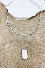 Load image into Gallery viewer, Worn Silver Layered tag necklace