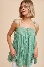 Load image into Gallery viewer, Smocked printed Kelly green tank