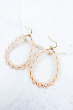 Load image into Gallery viewer, Floral beaded tear drop earrings in ivory