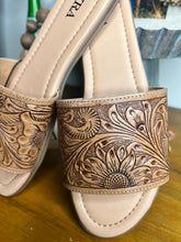 Load image into Gallery viewer, Myra tooled leather slip ons