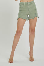 Load image into Gallery viewer, High rise distressed olive shorts