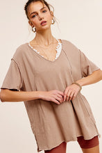 Load image into Gallery viewer, Summer essentials v neck pocket tee in Taupe