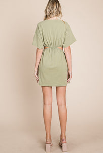 Sage green cut out dress with pockets