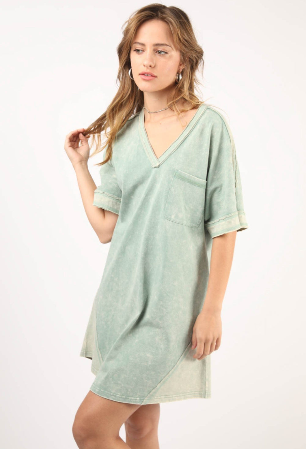 You’re every day not so basic tee shirt dress - sage