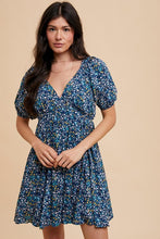 Load image into Gallery viewer, Open back floral printed dress - midnight blue