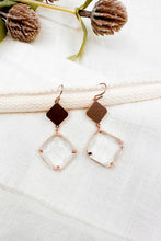 Load image into Gallery viewer, Rose gold diamond crystal dangle earrings