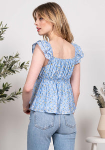 Flutter sleeve top with dainty floral
