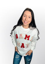 Load image into Gallery viewer, Baseball game day pull over with letterman letters- White