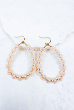 Load image into Gallery viewer, Floral beaded tear drop earrings in ivory