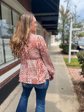 Load image into Gallery viewer, Floral peplum long sleeve