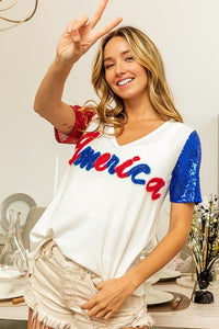 Sequin American girl tee