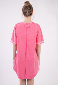 You’re every day not so basic tee shirt dress - Hot Pink