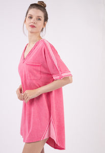 You’re every day not so basic tee shirt dress - Hot Pink