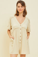 Load image into Gallery viewer, Comfy ribbed knit button down romper