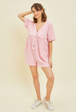 Load image into Gallery viewer, Comfy ribbed knit button down romper - Candy Pink