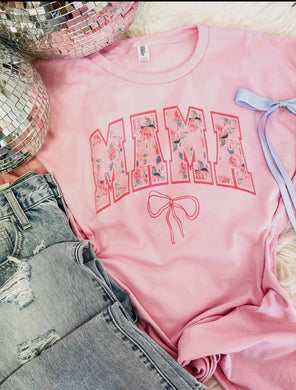 Mama Floral Bow Tee