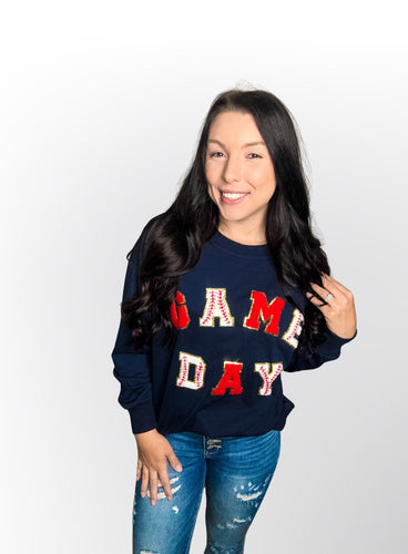 Baseball game day pull over with letterman letters- Navy