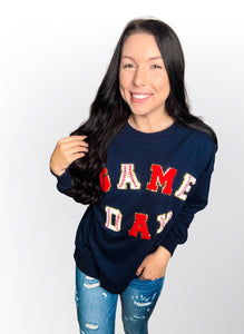 Baseball game day pull over with letterman letters- Navy