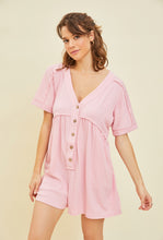 Load image into Gallery viewer, Comfy ribbed knit button down romper - Candy Pink