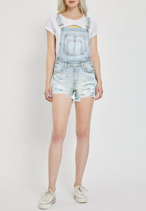 Distressed light wash stretchy short all