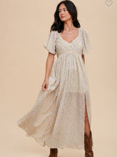 Load image into Gallery viewer, Lace cream floral dress maxi