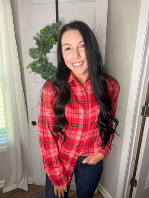 Go wild cats red & black plaid Shacket￼