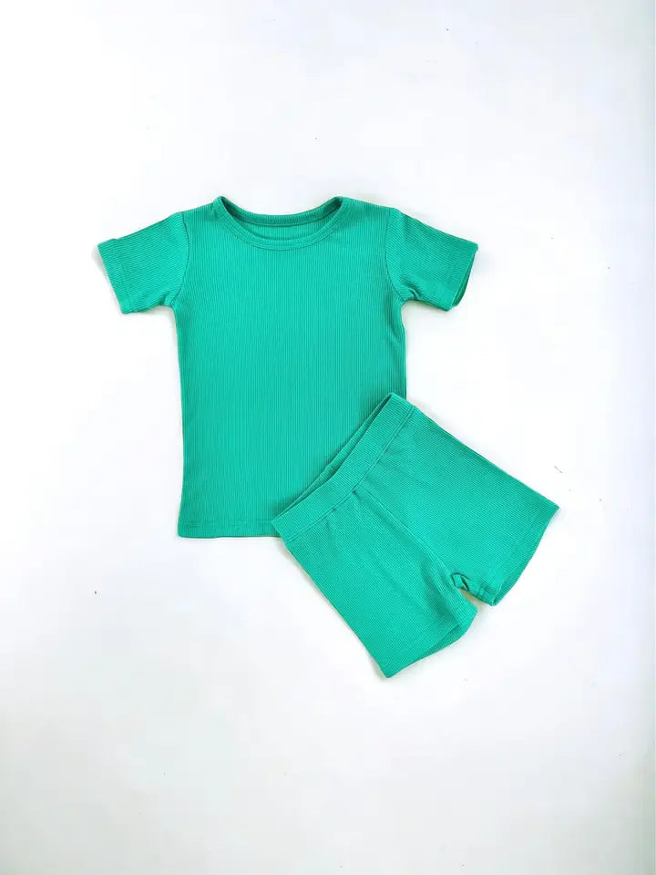 Mint Ribbed Gender Nuetral Bamboo S&PS