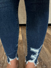 Load image into Gallery viewer, Lightly distressed dark wash mica denim - mid rise