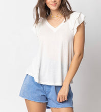 Load image into Gallery viewer, Flouncy v neck white tee