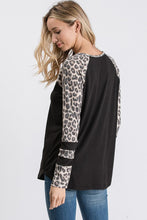 Load image into Gallery viewer, Black and leopard criss-cross long sleeve