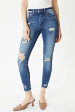 Load image into Gallery viewer, Nature denim - Mid wash distressed ankle skinnys