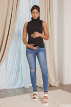 Load image into Gallery viewer, Maternity insert band mid wash distressed skinny  - Kancan