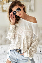 Load image into Gallery viewer, Ivory leopard pull over with crochet detail