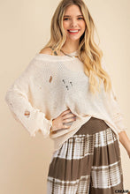 Load image into Gallery viewer, Distressed dolman sleeve sweater in cream