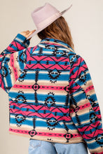 Load image into Gallery viewer, Blue &amp; Pink aztec teddy jacket