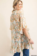 Load image into Gallery viewer, Floral printed ruffle kimono