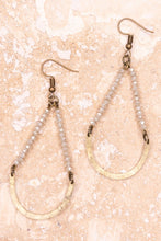 Load image into Gallery viewer, Bronze fishhook earrings with glass beads