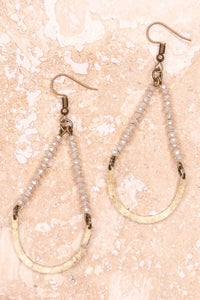 Bronze fishhook earrings with glass beads