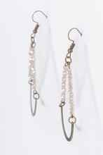 Load image into Gallery viewer, Bronze fishhook earrings with glass beads