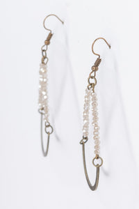 Bronze fishhook earrings with glass beads