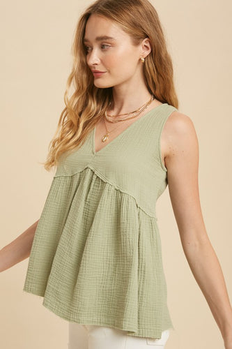 Sage baby doll tank