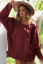 Load image into Gallery viewer, Burgundy brushed waffle knit l/s