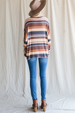 Load image into Gallery viewer, Taupe/ Navy stripped L/s