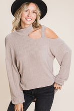 Load image into Gallery viewer, High neck cut out shoulder long sleeve