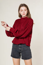 Load image into Gallery viewer, Wine cable knit top