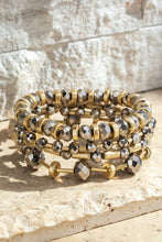 Load image into Gallery viewer, Multi Stranded Glass Bracelet in Clear &amp; Grey