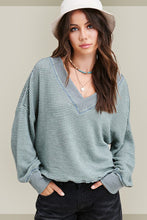Load image into Gallery viewer, Holly waffle knit v neck long sleeve ( Comes in Ash, Mocha &amp; Sage )
