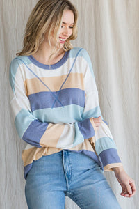 Shades of blue striped L/S