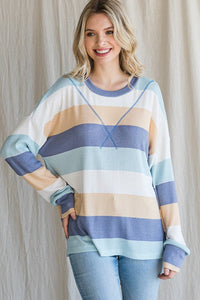 Shades of blue striped L/S