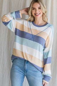 Shades of blue striped L/S